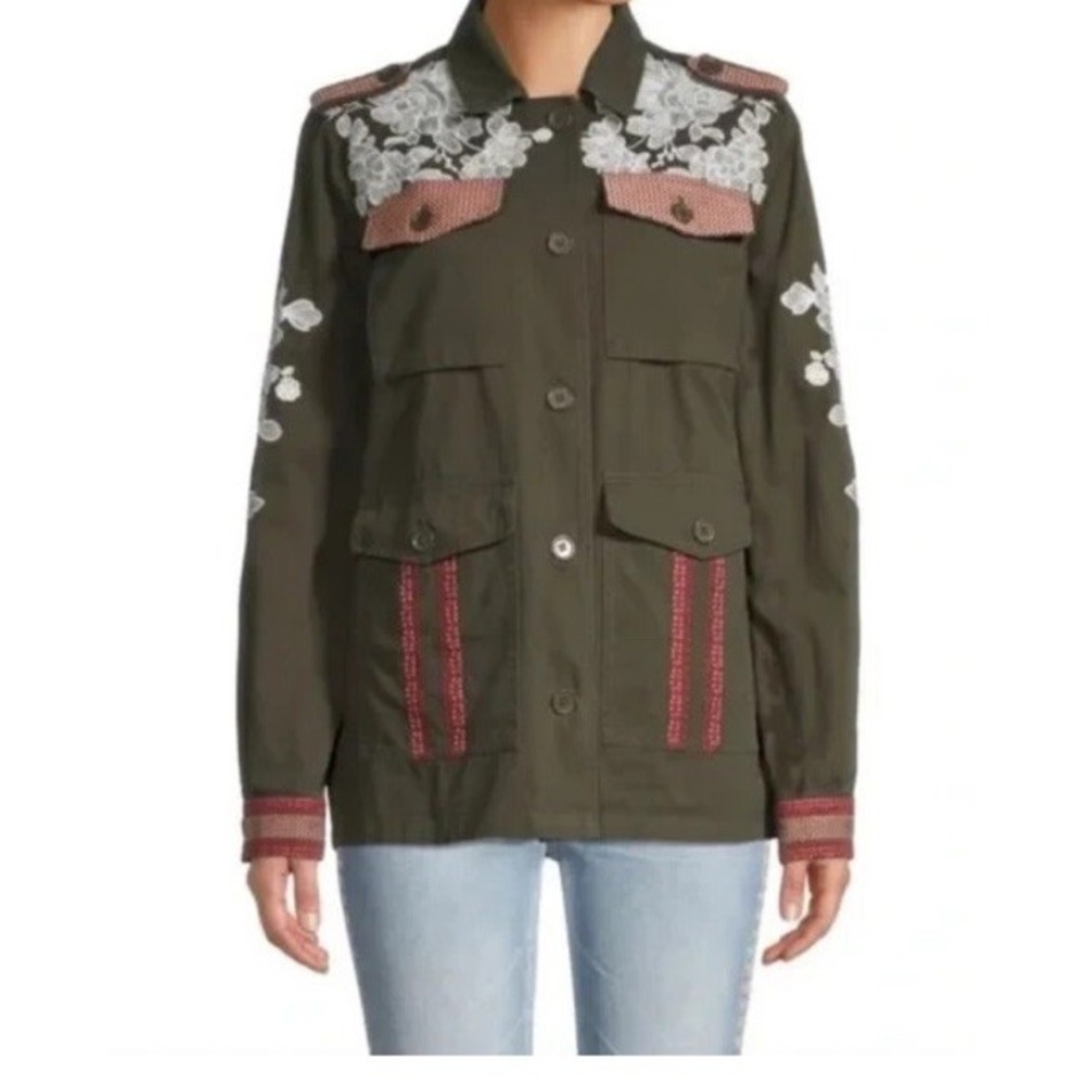 Driftwood Laura Embroidered Jacket In Olive Green Size Large